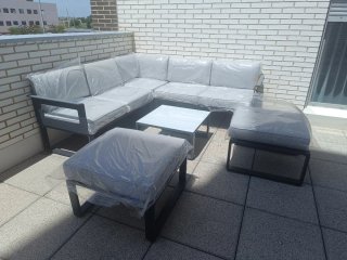 Conjunto terraza 8 personas: mesa y sillones