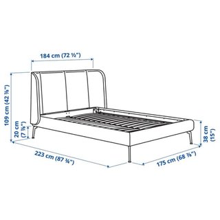 Cama tapizada TUFJORD verde con cabezal Ikea