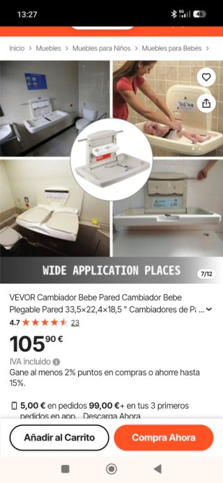 Cambiador Bebé VEVOR Pared Plegable