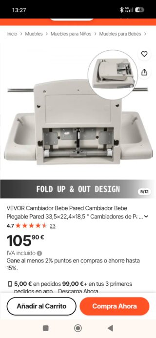 Cambiador Bebé VEVOR Pared Plegable
