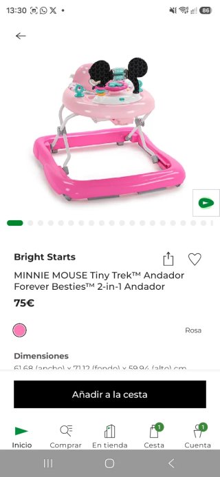 Andador bebé Minnie Mouse rosa 2 en 1