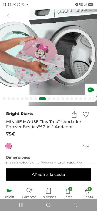 Andador bebé Minnie Mouse rosa 2 en 1