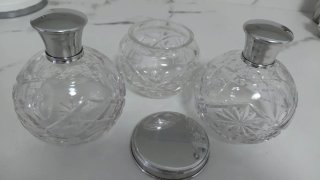 Set 3 Recipientes Cristal Tallado Plata