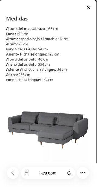 Sofá Ikea Slatorp 3 plazas gris
