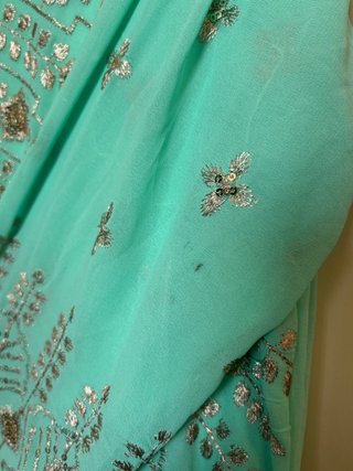 Gown indiano elegante verde menta ricamato XL
