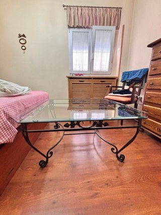 Mesa de centro cristal y metal