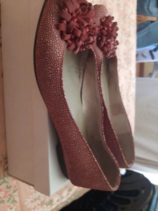 Zapatos Bailarinas Piel Rosas/rojo