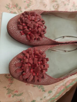 Zapatos Bailarinas Piel Rosas/rojo