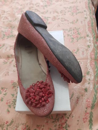 Zapatos Bailarinas Piel Rosas/rojo
