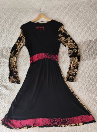 Vestido Desigual Vintage Negro y Rosa