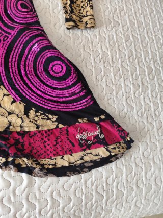Vestido Desigual Vintage Negro y Rosa