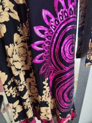 Vestido Desigual Vintage Negro y Rosa
