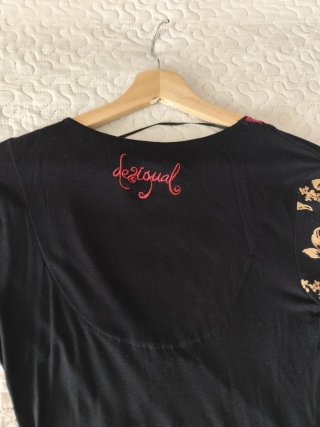 Vestido Desigual Vintage Negro y Rosa