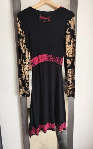Vestido Desigual Vintage Negro y Rosa