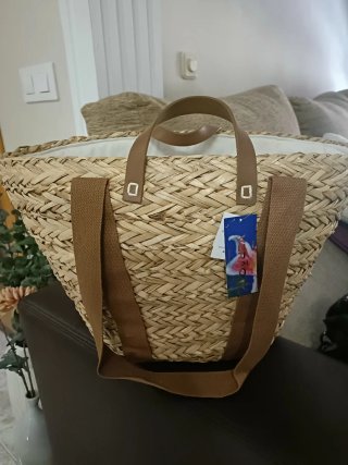 Bolsa de playa de mimbre