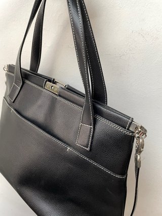 BOLSO PIEL REAL NEGRO VINTAGE RETRO BANDOLERA