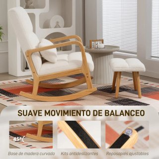 Sillón Mecedora con Reposapiés Bouclé
