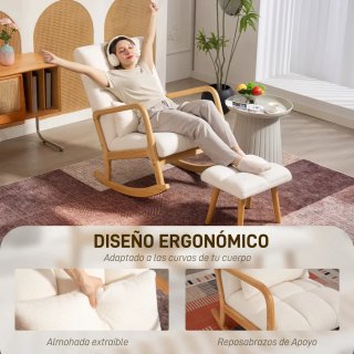 Sillón Mecedora con Reposapiés Bouclé