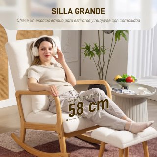 Sillón Mecedora con Reposapiés Bouclé