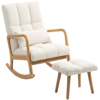 Sillón Mecedora con Reposapiés Bouclé