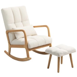 Sillón Mecedora con Reposapiés Bouclé