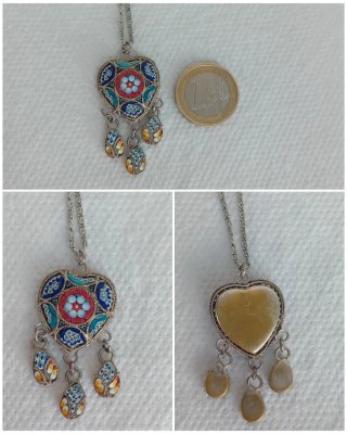Collana vintage cuore micromosaico