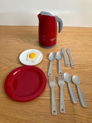 Set Cocinitas Infantil Hervidor Vajilla Desayuno