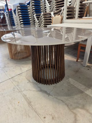 Mesa comedor cristal y madera