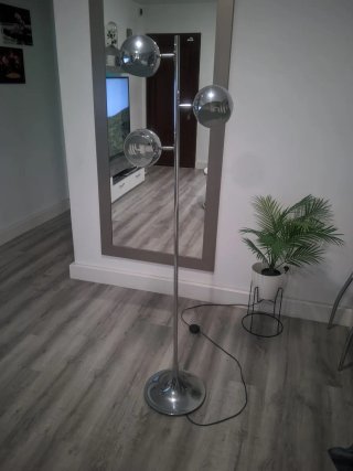 Lámpara de pie 1,62m plata y cristal
