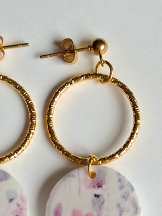 Pendientes doble redonda mariposa dorado