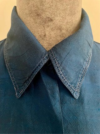 Camisa seda vintage azul años 80