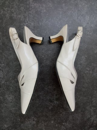 Sandalias vestir tacón medio blanco roto T. 37