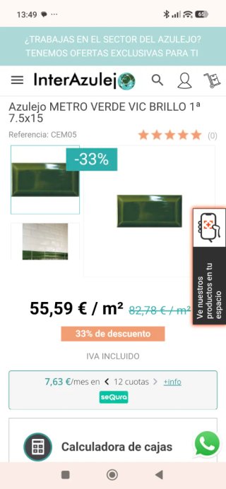 Azulejos Metro Verde Vic y Blanco 15x7,5