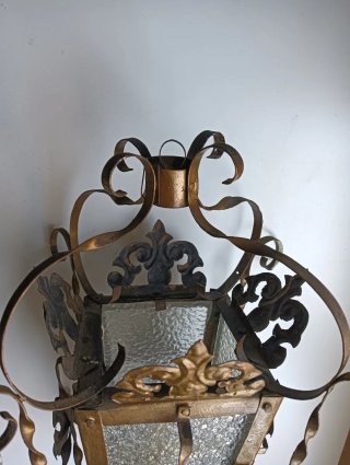 Farol de Hierro Fundido y Latón Dorado 40x23 cm