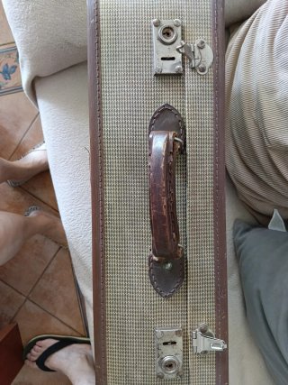 Maleta vintage tela años 50