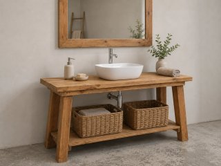 Mueble de  baño de madera maciza