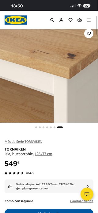 Isla de cocina IKEA TORNVIKEN madera