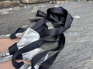 Bailarinas Zara Plata Tiras Negras