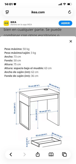 Escritorio blanco Ikea MICKE