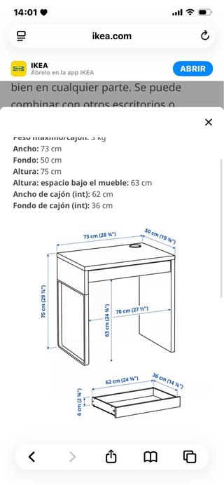 Escritorio blanco Ikea MICKE
