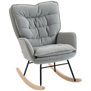 Silla Mecedora Madera Haya y Tela Gris