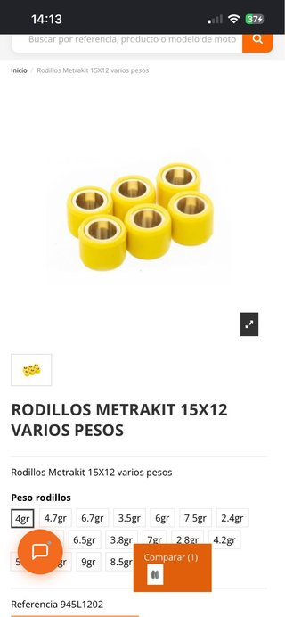 Rodillos Metrakit 15x12 4g