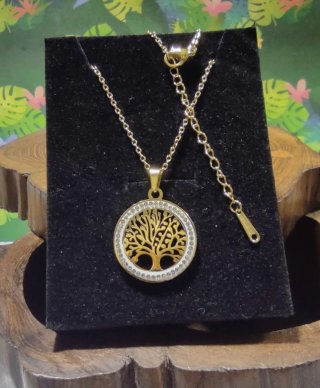Colgante Acero Árbol de la Vida Dorado