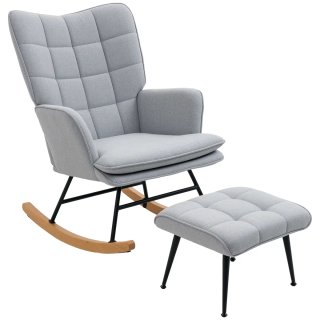 Sillón Mecedora Gris con Reposapiés