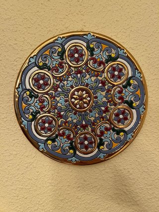 Plato decorativo cerámica pájaros flores