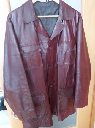 Chaqueta cuero estilo 70s burdeos
