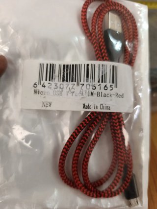 Cable Micro USB Trenzado Rojo y Negro