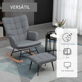 Sillón Mecedora Gris con Reposapiés
