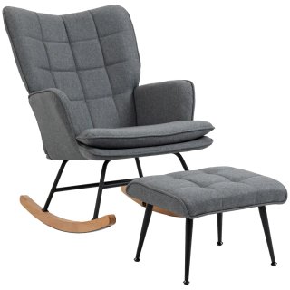 Sillón Mecedora Gris con Reposapiés