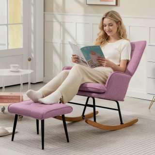 Sillón Mecedora Rosa con Reposapiés